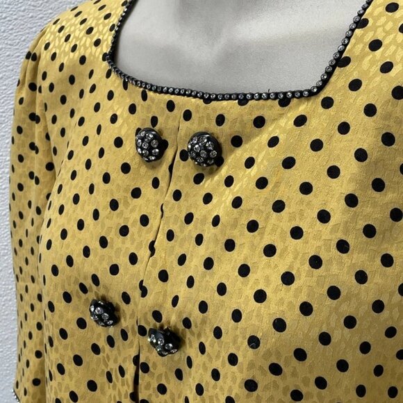 Diane Dickinson Women’s Vintage Polka Dot Blouse – Yellow – Size 14 - Picture 6 of 12
